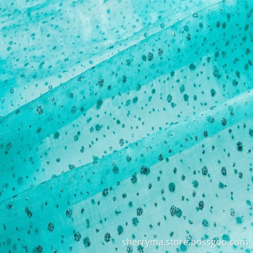Kain organza murah nilon biru polos gulungan